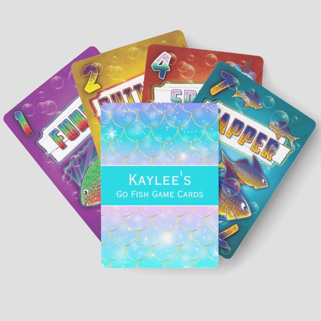 Jeu De Cartes Motif de sirène, filles monogrammes personnalisées (Verso)