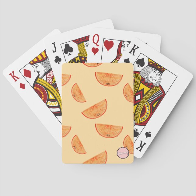 Jeu De Cartes Motif de tranche orange Kawaii (dos)
