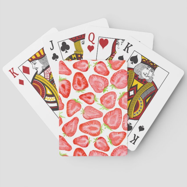 Jeu De Cartes Motif de tranches de fraise d'aquarelle (dos)