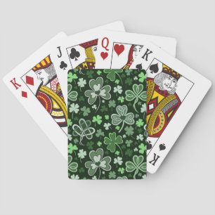 Jeu De Cartes Motif de Trèfle Celtique Cœurs Irlandais Verts