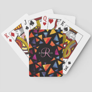 Jeu De Cartes Motif de triangles colorés élégant Monogramme