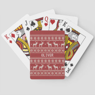 Jeu De Cartes Motif de tricot de renne nordique personnalisé