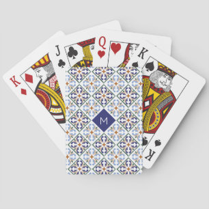 Jeu De Cartes Motif de tuiles portugaises Monogramme personnalis