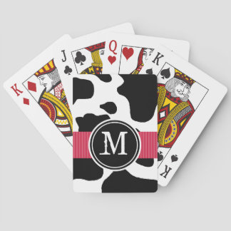 Jeu De Cartes Motif de vache laitière avec Monogramme rouge