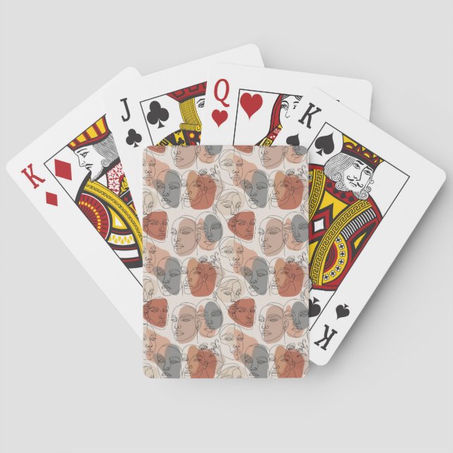 Jeu De Cartes Motif de visage féminin abstrait (dos)