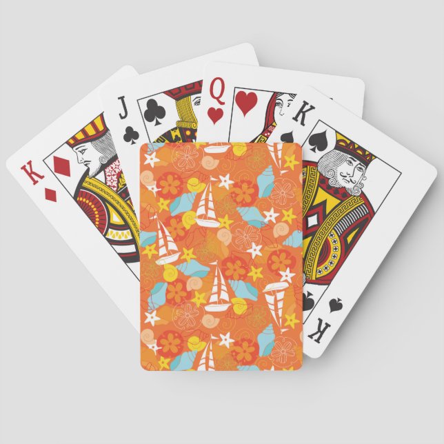 Jeu De Cartes Motif de voilier tropical (dos)