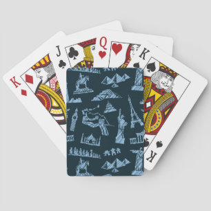 Jeu De Cartes Motif de voyage dans le motif de bleus