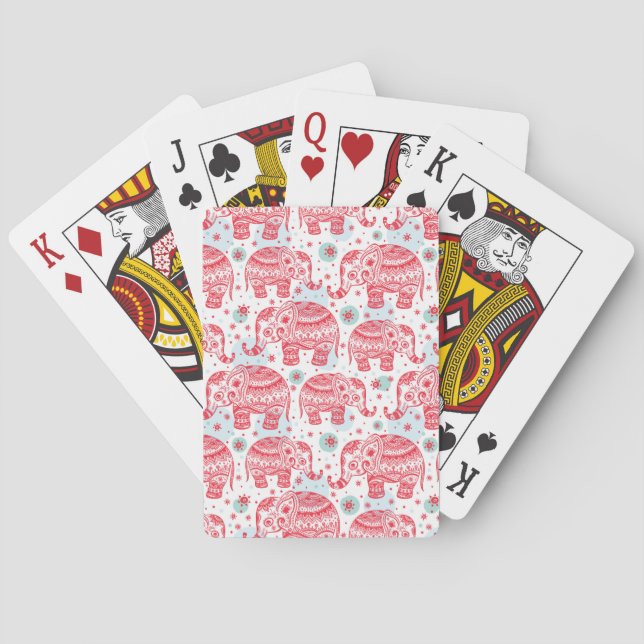 Jeu De Cartes Motif d'éléphant rouge (dos)