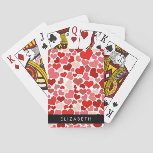 Jeu De Cartes Motif Des Coeurs, Coeurs Rouges, Amour, Votre Nom