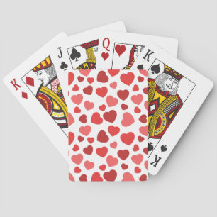 Jeu De Cartes Motif Des Coeurs, Coeurs Rouges, Motif Des Coeurs
