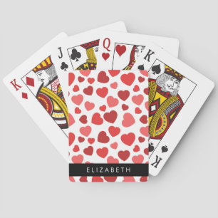 Jeu De Cartes Motif Des Coeurs, Coeurs Rouges, Votre Nom
