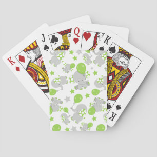 Jeu De Cartes Motif Des Eléphants, Eléphants Mignons - Grey Vert