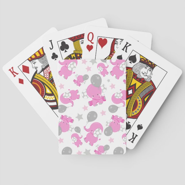 Jeu De Cartes Motif Des Eléphants Roses, Eléphants Mignons, Étoi (dos)