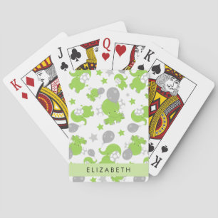 Jeu De Cartes Motif Des Eléphants Verts, Étoiles, Votre Nom