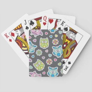 Jeu De Cartes motif des hiboux de bande dessinée