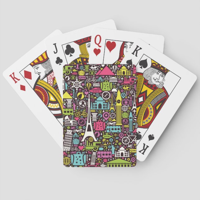 Jeu De Cartes Motif des icônes du monde Neon (dos)