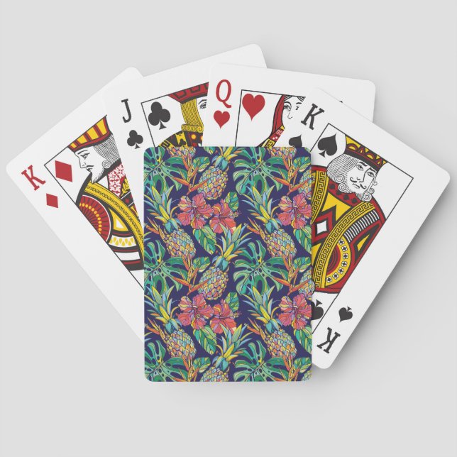 Jeu De Cartes Motif d'hibiscus à ananas tropicaux (dos)