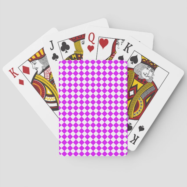 Jeu De Cartes Motif diamant de Checker blanc violet (dos)