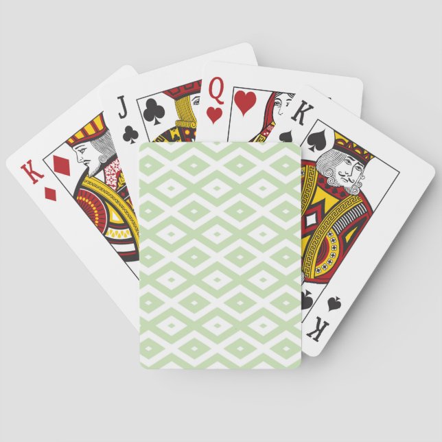 Jeu De Cartes Motif diamant vert pâle et blanc (dos)