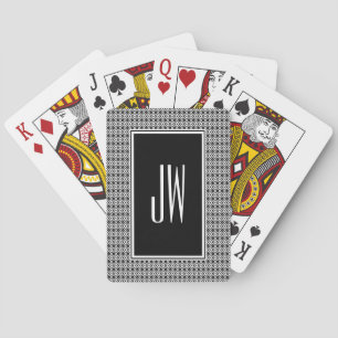 Jeu De Cartes Motif diamanté en noir et blanc monogramme