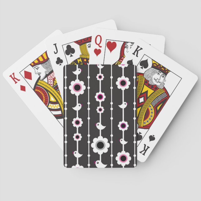 Jeu De Cartes motif d'oiseaux et de fleurs (dos)