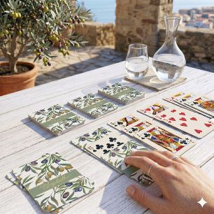 Jeu De Cartes Motif d'olive de campagne française à l'aquarelle