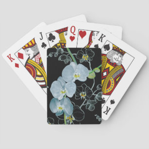 Jeu De Cartes Motif d'orchidées blanches aquarelle