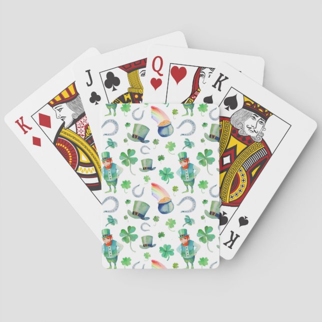 Jeu De Cartes Motif du jour de St Patrick d'aquarelle (dos)