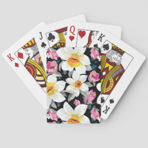 Jeu De Cartes Motif élégant avec fleurs de narcisse