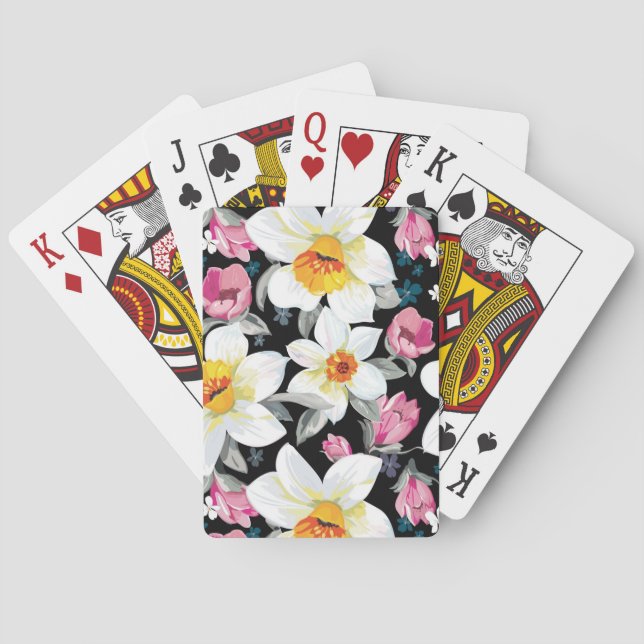 Jeu De Cartes Motif élégant avec fleurs de narcisse (dos)