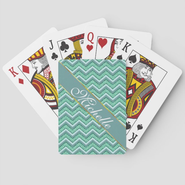 Jeu De Cartes Motif Emerald Chevron à facettes (dos)