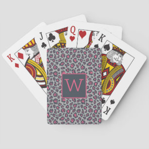 Jeu De Cartes Motif Empreinte de léopard Chic Monogram Hot Rose