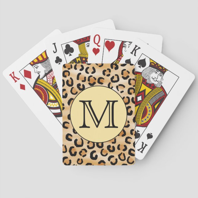 Jeu De Cartes Motif Empreinte de léopard Monogram personnalisé. (dos)