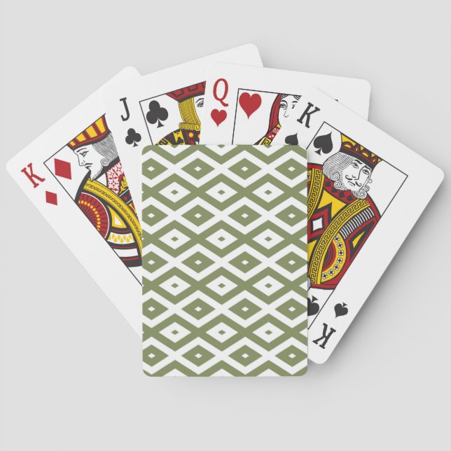 Jeu De Cartes Motif en diamant vert et blanc (dos)