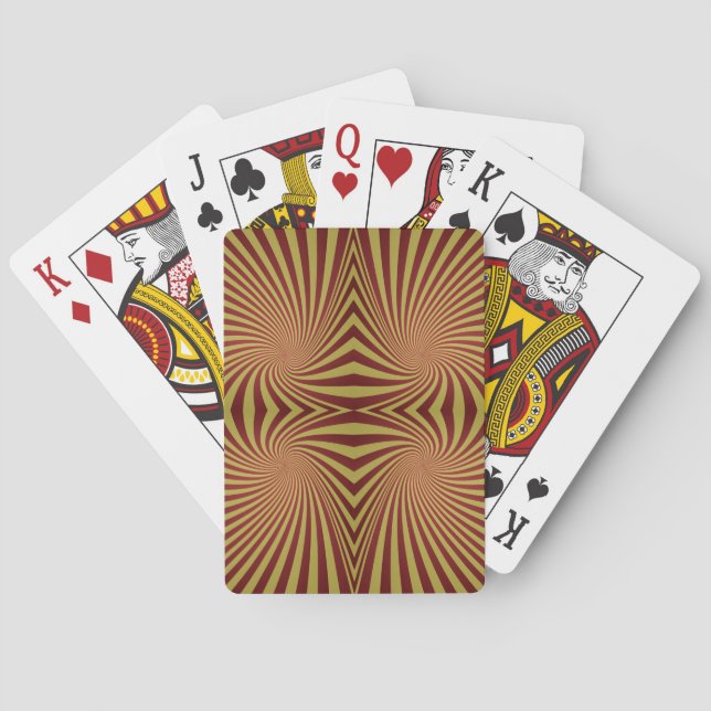 Jeu De Cartes Motif en spirale rouge jaune (dos)