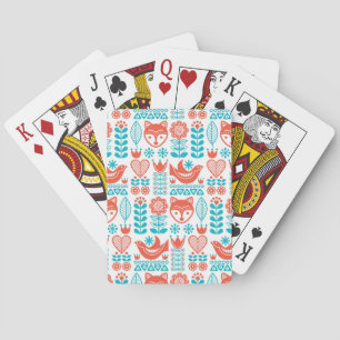 Jeu De Cartes Motif finlandais d'art populaire de Fox et