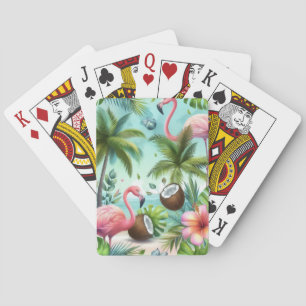 Jeu De Cartes Motif Flamants roses et noix de coco