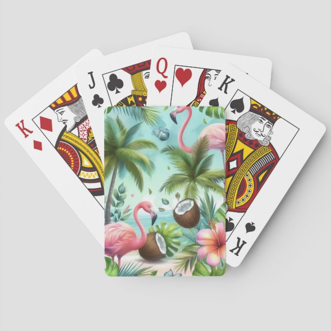 Jeu De Cartes Motif Flamants roses et noix de coco (dos)