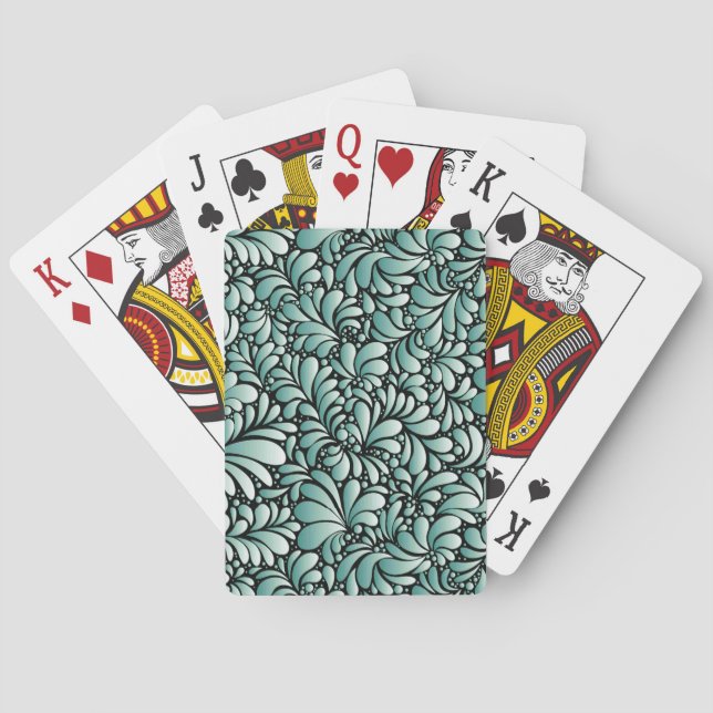 Jeu De Cartes Motif Fleur désirable en Minty Green (dos)