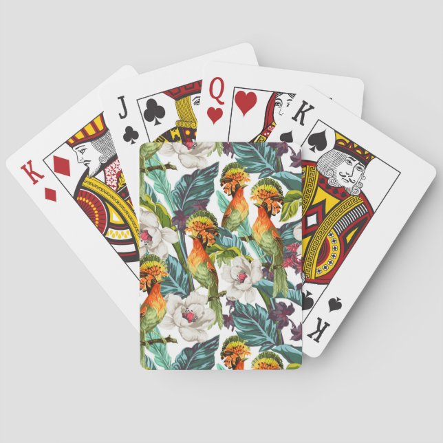 Jeu De Cartes Motif Fleur Exotique Et Oiseau (dos)