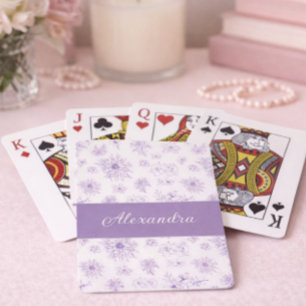 Jeu De Cartes Motif Fleur Pourpre Nom Personnalisé 