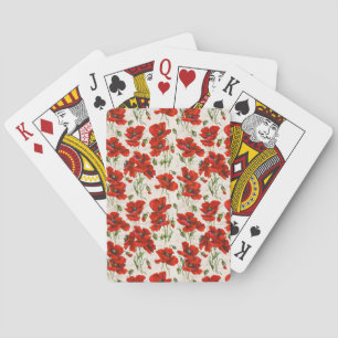 Jeu De Cartes Motif floral à coquelicot rouge de style vintage,