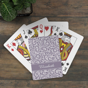 Jeu De Cartes Motif floral abstrait monogramme violet élégant