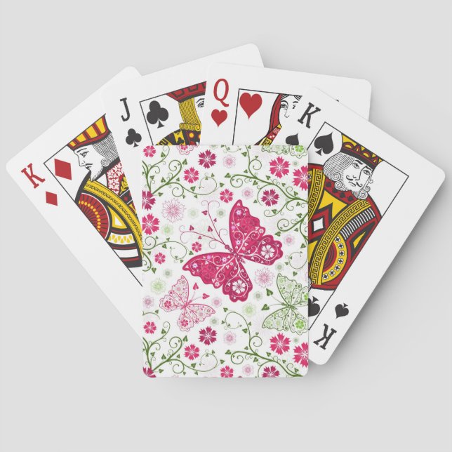 Jeu De Cartes Motif floral blanc (dos)