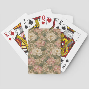 Jeu De Cartes Motif floral botanique de lotus aquatique vintage