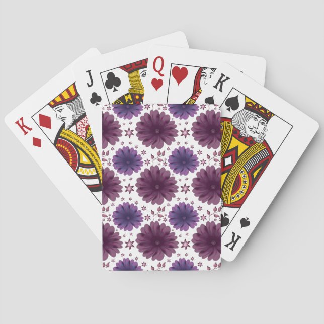 Jeu De Cartes Motif floral céleste violet (dos)