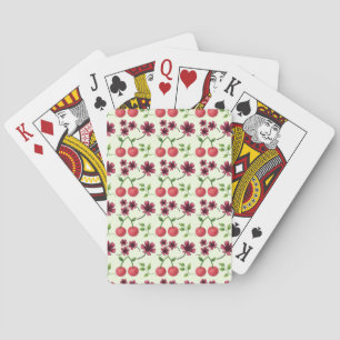 Jeu De Cartes Motif floral cerise