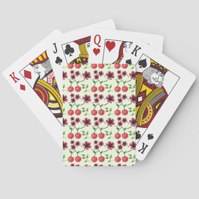 Jeu De Cartes Motif floral cerise  (dos)