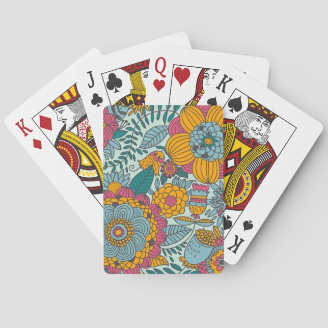 Jeu De Cartes Motif floral coloré (dos)