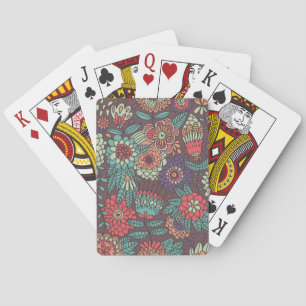 Jeu De Cartes Motif floral coloré dans le style de bande